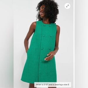 NWT Tuckernuck pomander place Emerald Green Tweed Bianca sleeveless vest Dress L